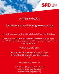 Einladung zur Nominierungsversammlung